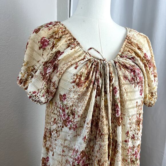 VTG Cottagecore Midi Dress Womens 16W Floral Sheer Stretch Boho Romantic Y2K - Picture 2 of 12